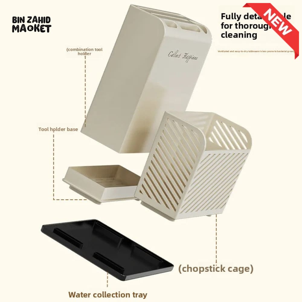 LUXORMOVE COUNTERTOP CUTLERY STAND – KNIFE HOLDER WITH CHOPSTICK DRYING BOX