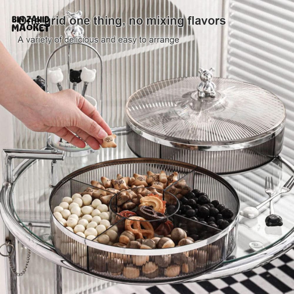 LUXORMOVE DIVIDED SNACK SERVING TRAY – 11-INCH SNACK BOX WITH LID FOR CANDY NUTS & DRIED FRUITS
