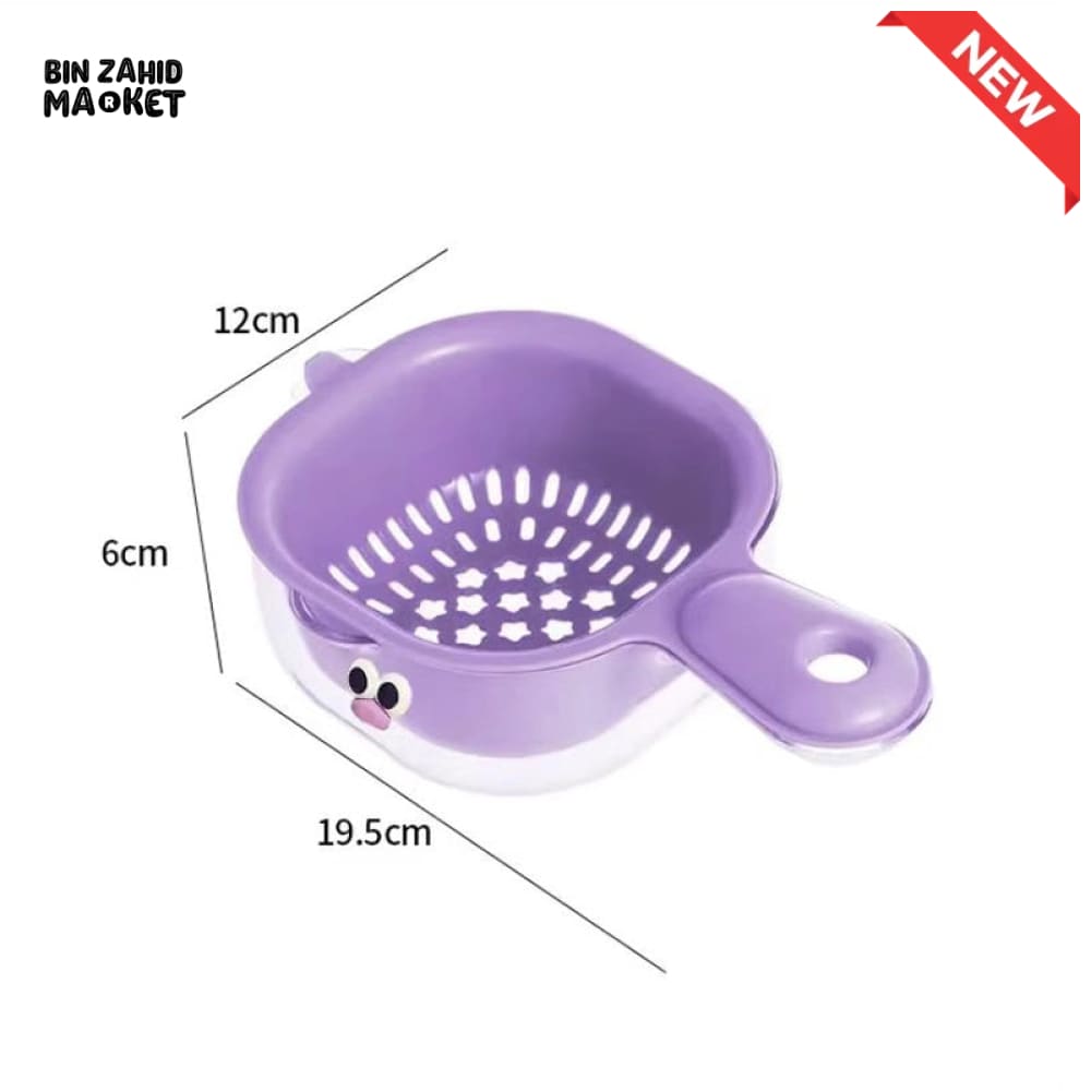 LUXORMOVE DOUBLE LAYER VEGETABLE & FRUIT BASKET – 2 IN 1 THICKENED DRAIN FILTER WITH CUTE HANDLE FOR HOME USE