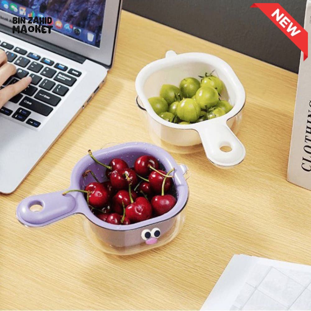LUXORMOVE DOUBLE LAYER VEGETABLE & FRUIT BASKET – 2 IN 1 THICKENED DRAIN FILTER WITH CUTE HANDLE FOR HOME USE