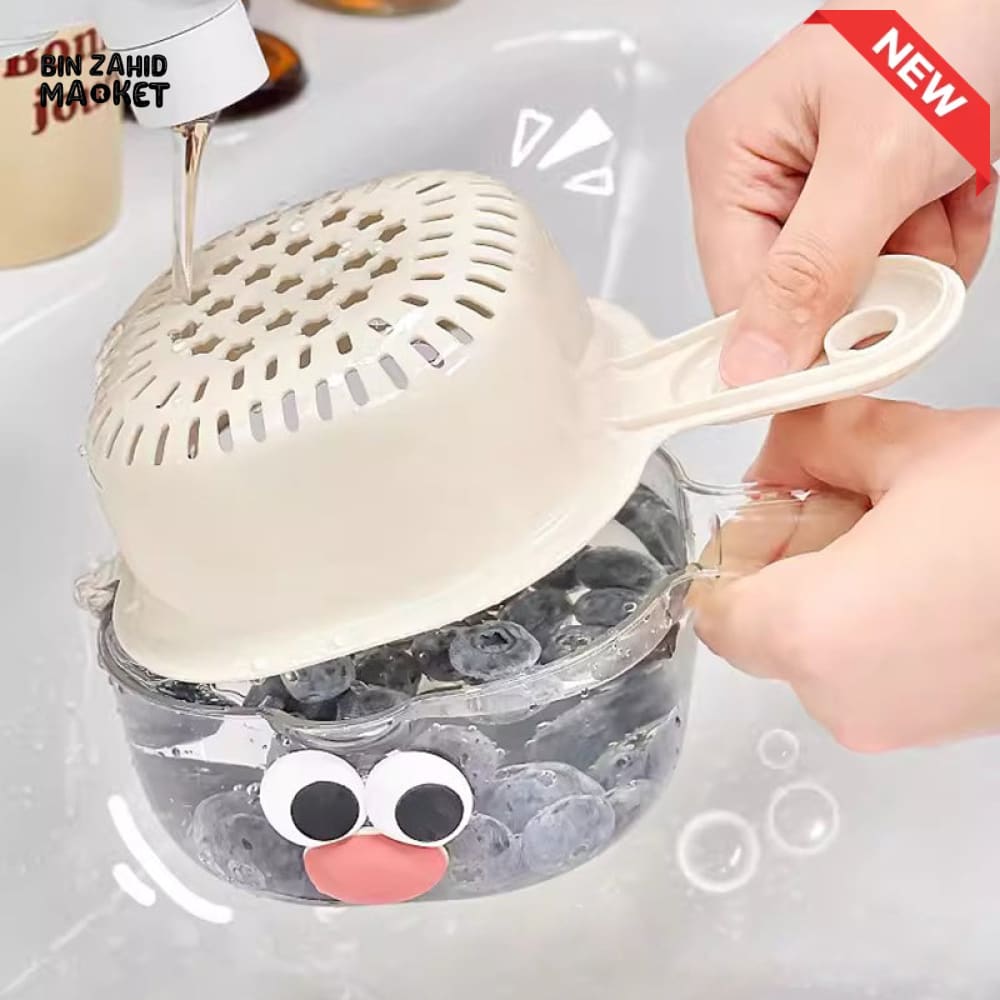 LUXORMOVE DOUBLE LAYER VEGETABLE & FRUIT BASKET – 2 IN 1 THICKENED DRAIN FILTER WITH CUTE HANDLE FOR HOME USE