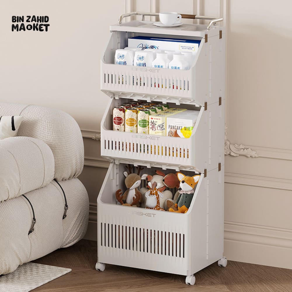 LUXORMOVE FOLDABLE LAUNDRY HAMPER – SPACE-SAVING STANDING BASKET WITH SORTER RACK - 3 LAYERS