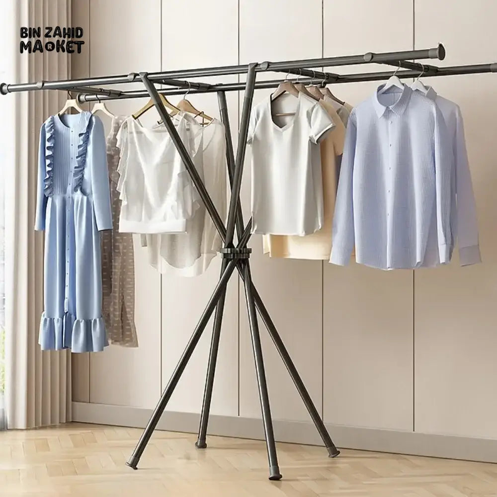 LUXORMOVE FOLDABLE X-SHAPED CLOTHES DRYING RACK – FLOOR-STANDING INDOOR & BALCONY USE