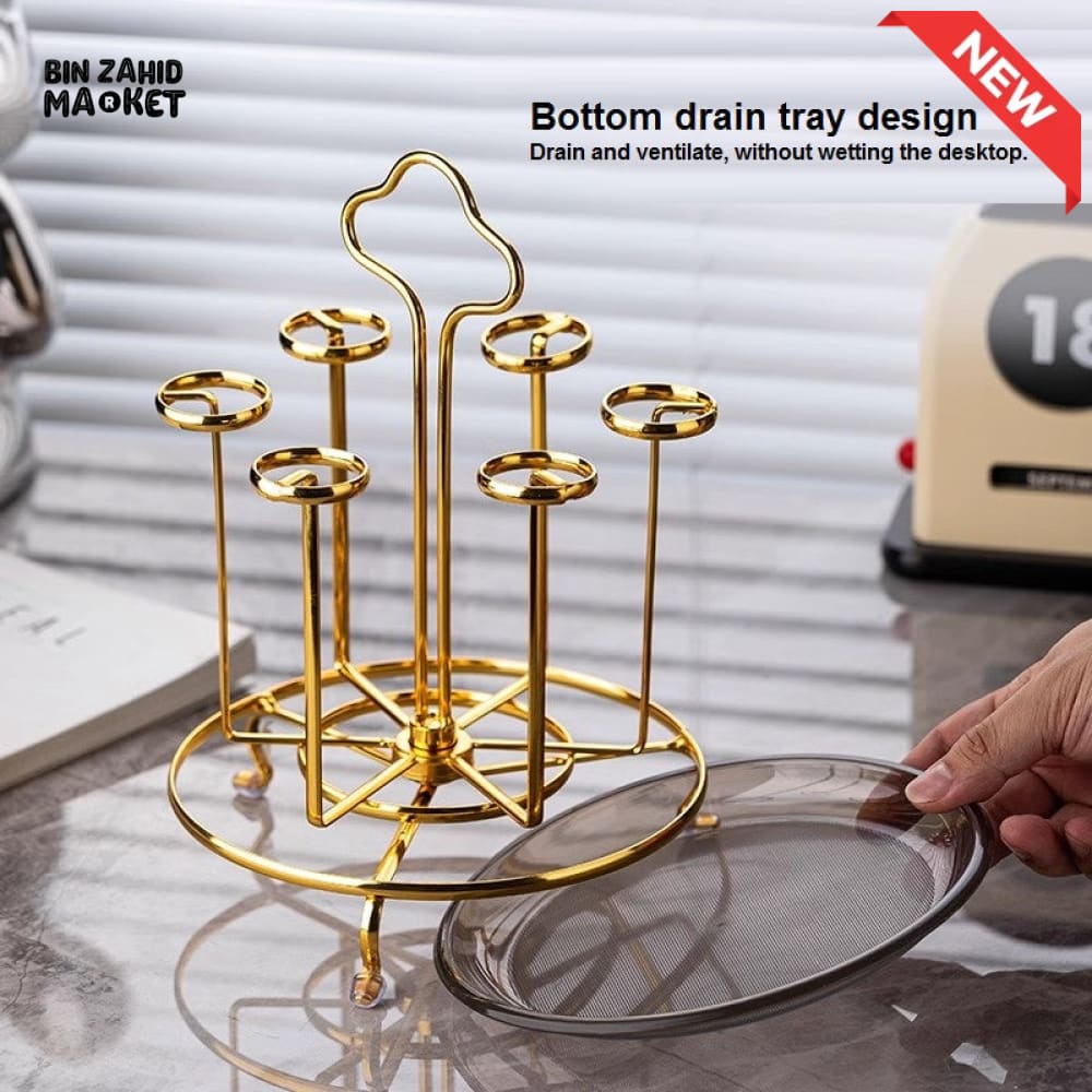 LUXORMOVE GLASS DISH DRAINER – LUXURY HANGING CUP STORAGE RACK & KITCHEN ORGANIZER