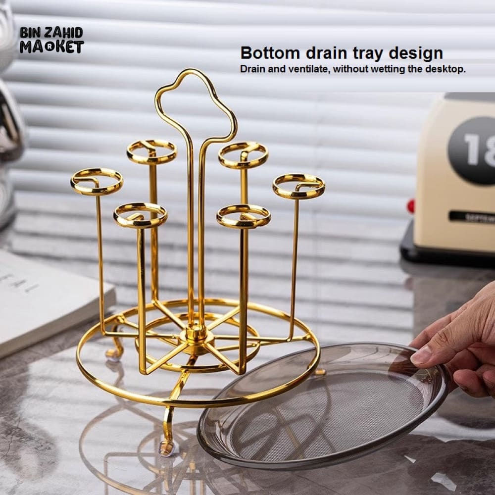 LUXORMOVE GLASS DISH DRAINER – LUXURY HANGING CUP STORAGE RACK & KITCHEN ORGANIZER