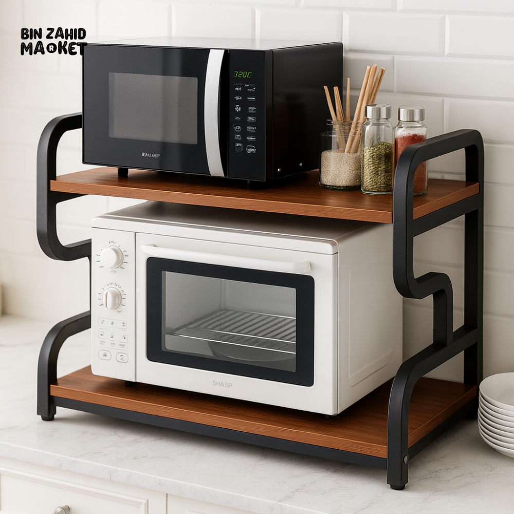 LUXORMOVE KITCHEN PRO MICROWAVE METAL STAND – 2-TIER COUNTERTOP ORGANIZER