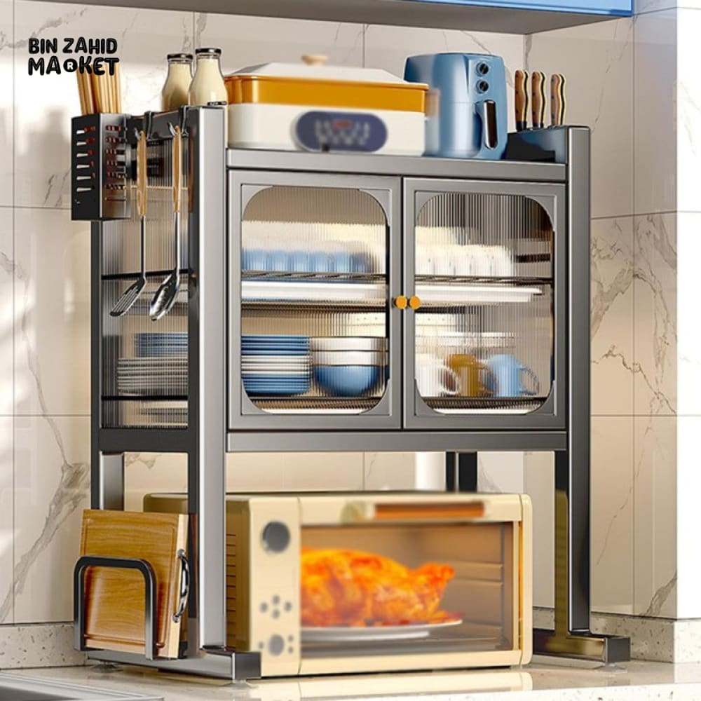 LUXORMOVE KITCHEN RACK MULTIFUNCTIONAL DISH DRAIN SHELF OVEN STORAGE ORGANIZER - BLACK