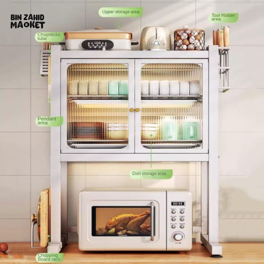 LUXORMOVE KITCHEN RACK MULTIFUNCTIONAL DISH DRAIN SHELF OVEN STORAGE ORGANIZER - WHITE