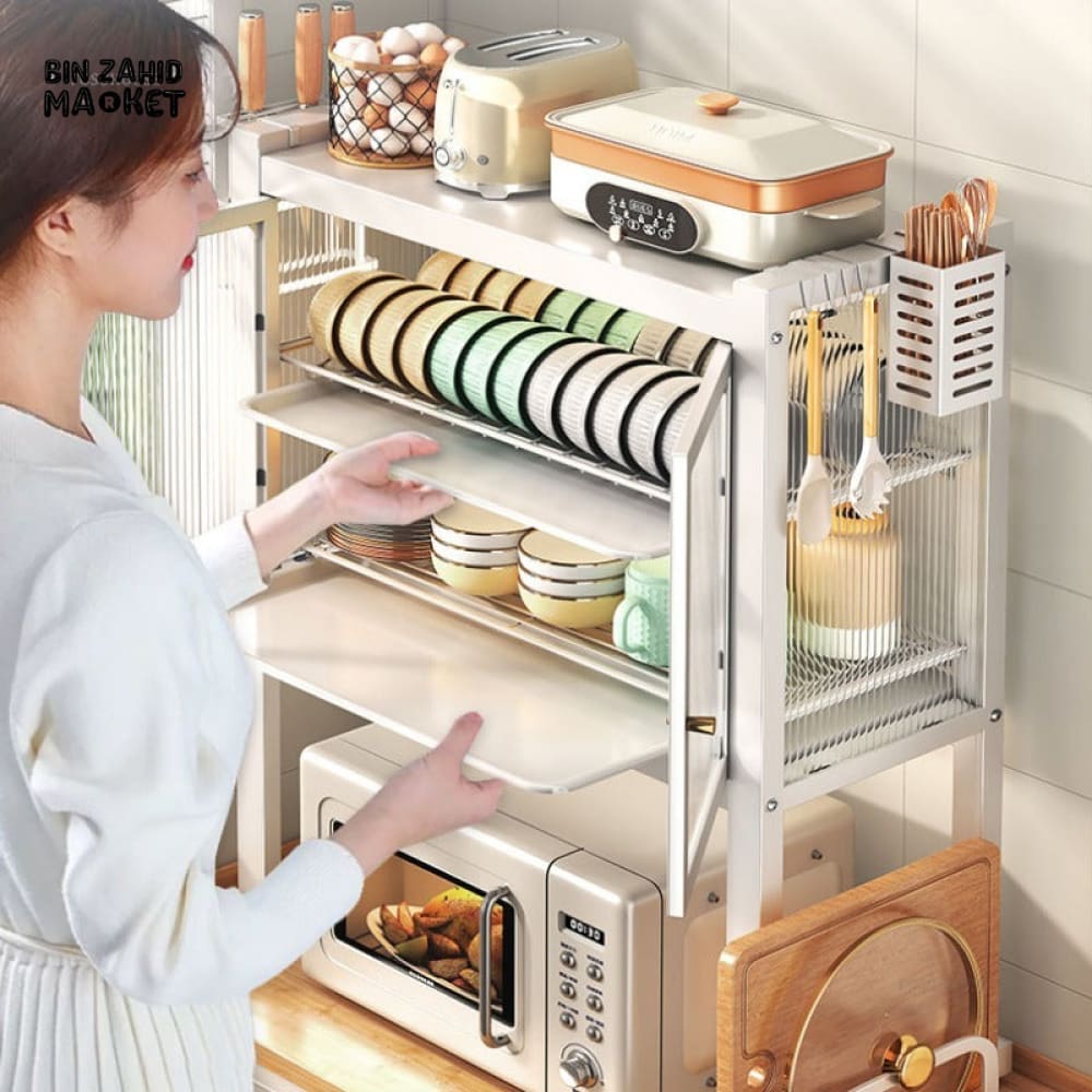 LUXORMOVE KITCHEN RACK MULTIFUNCTIONAL DISH DRAIN SHELF OVEN STORAGE ORGANIZER - WHITE