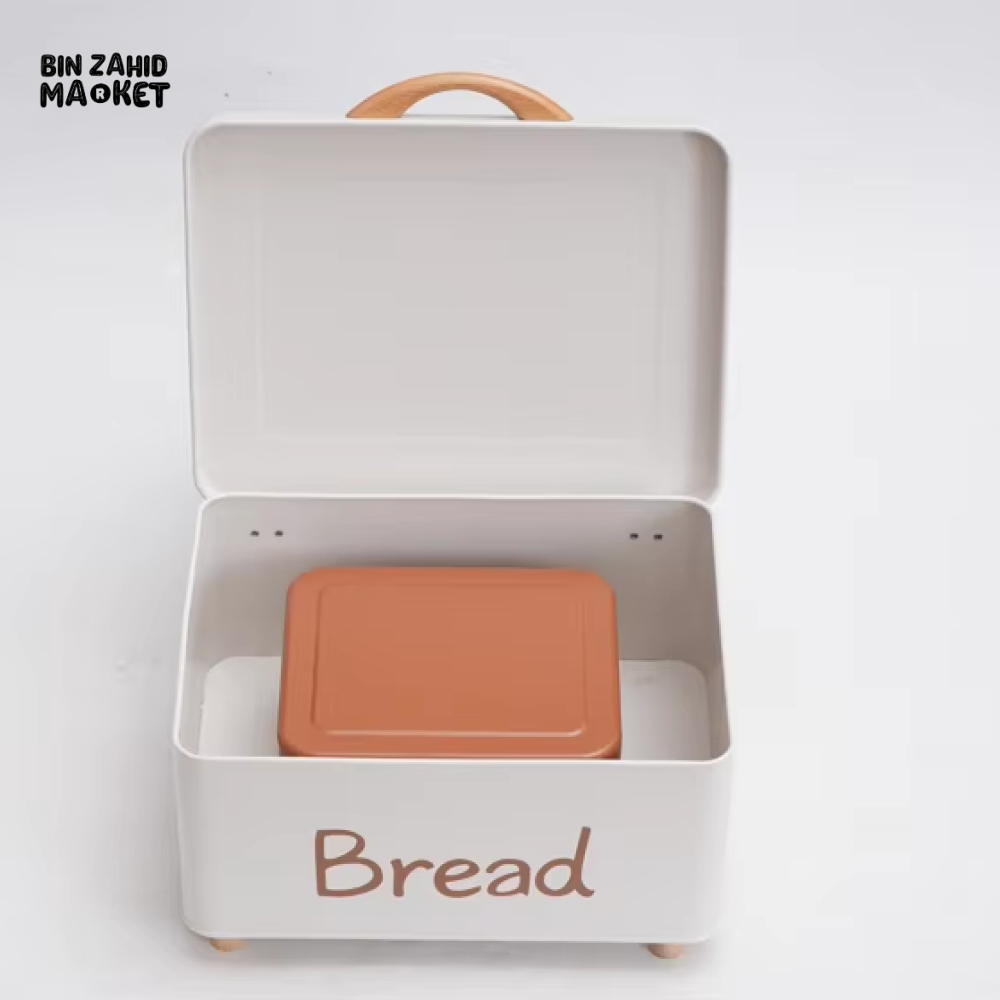 LUXORMOVE LARGE BREAD BIN WITH WOOD HANDLE – PLUS SMALL STOCK CONTAINER