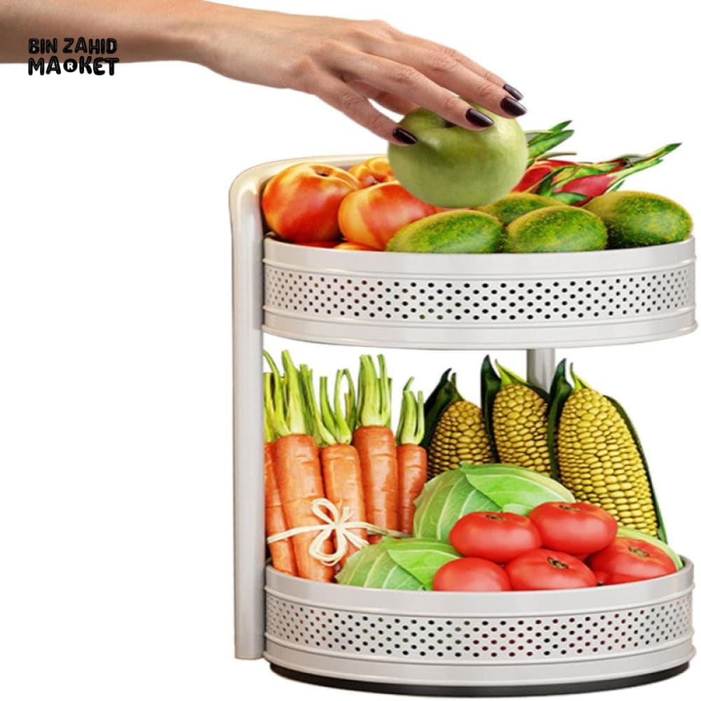 LUXORMOVE METAL DOUBLE LAYERS STORAGE ROTATING TRAY - WHITE
