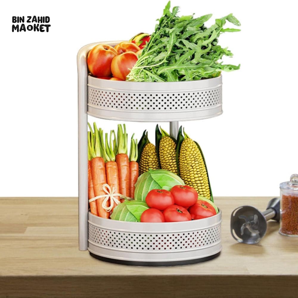 LUXORMOVE METAL DOUBLE LAYERS STORAGE ROTATING TRAY - WHITE