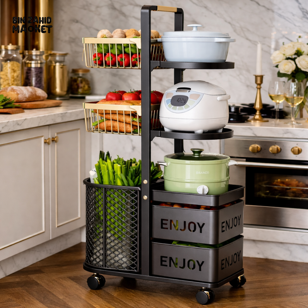 LUXORMOVE MODERN FRUIT & VEGETABLE ORGANIZER – MULTI-LAYER METAL BASKET SHELF