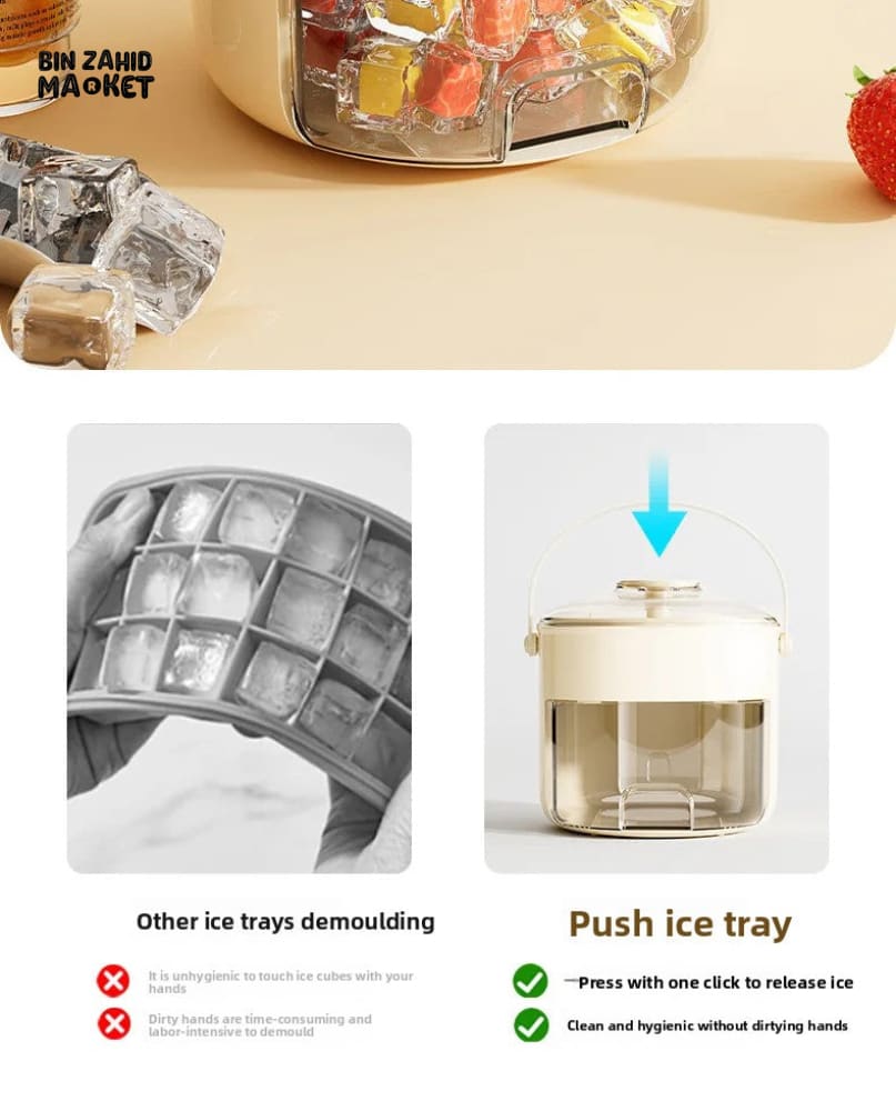 LUXORMOVE PORTABLE ROUND DRAWER STYLE ICE BUCKET – LARGE CAPACITY PLASTIC ICE CUBE STORAGE FOR HOME USE