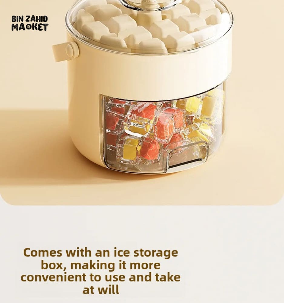 LUXORMOVE PORTABLE ROUND DRAWER STYLE ICE BUCKET – LARGE CAPACITY PLASTIC ICE CUBE STORAGE FOR HOME USE