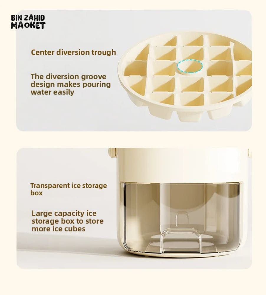 LUXORMOVE PORTABLE ROUND DRAWER STYLE ICE BUCKET – LARGE CAPACITY PLASTIC ICE CUBE STORAGE FOR HOME USE