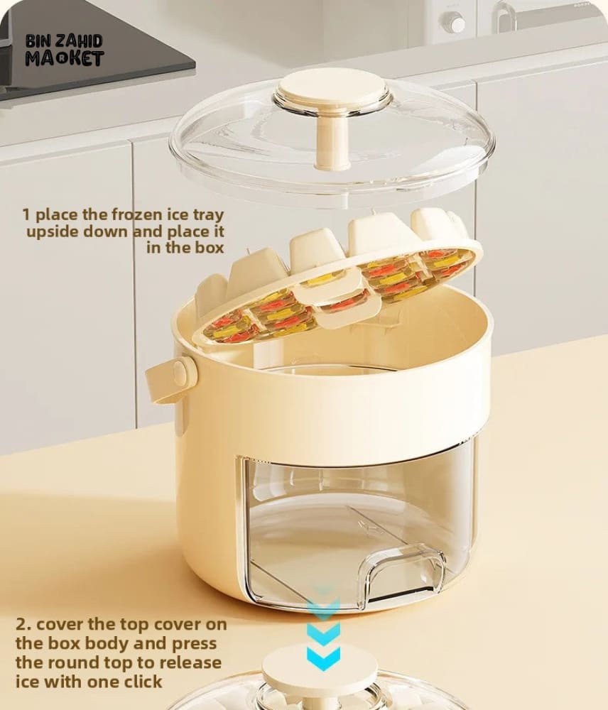 LUXORMOVE PORTABLE ROUND DRAWER STYLE ICE BUCKET – LARGE CAPACITY PLASTIC ICE CUBE STORAGE FOR HOME USE