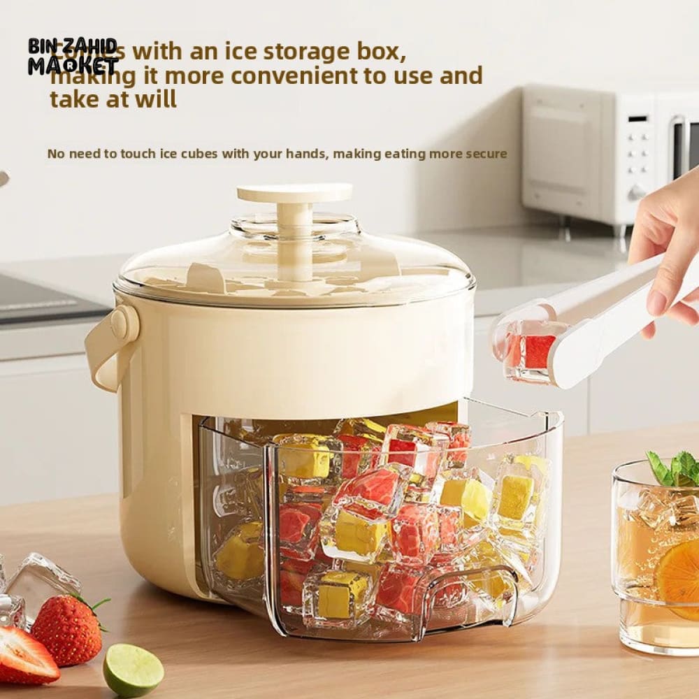 LUXORMOVE PORTABLE ROUND DRAWER STYLE ICE BUCKET – LARGE CAPACITY PLASTIC ICE CUBE STORAGE FOR HOME USE