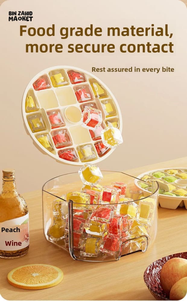 LUXORMOVE PORTABLE ROUND DRAWER STYLE ICE BUCKET – LARGE CAPACITY PLASTIC ICE CUBE STORAGE FOR HOME USE