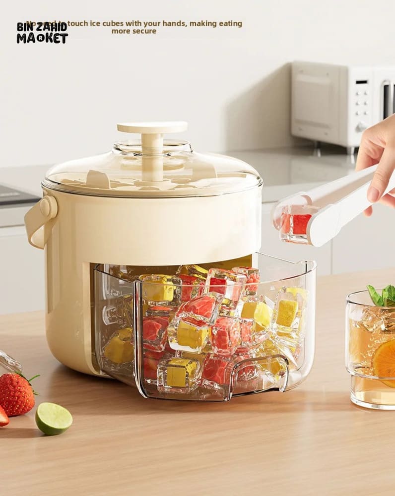 LUXORMOVE PORTABLE ROUND DRAWER STYLE ICE BUCKET – LARGE CAPACITY PLASTIC ICE CUBE STORAGE FOR HOME USE