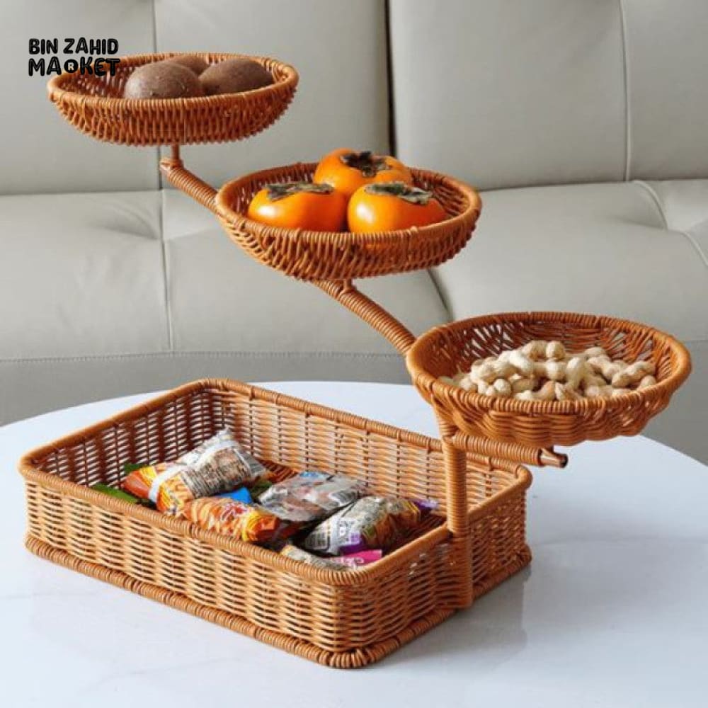 LUXORMOVE RATTAN MULTI-LAYER FRUIT RACK – HANDWOVEN 3-TIER FRUIT BASKET & DISPLAY STAND