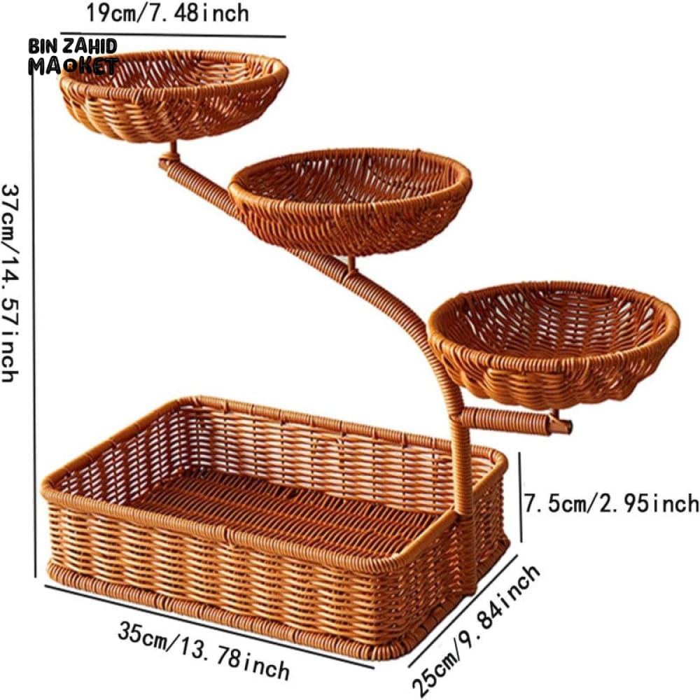 LUXORMOVE RATTAN MULTI-LAYER FRUIT RACK – HANDWOVEN 3-TIER FRUIT BASKET & DISPLAY STAND