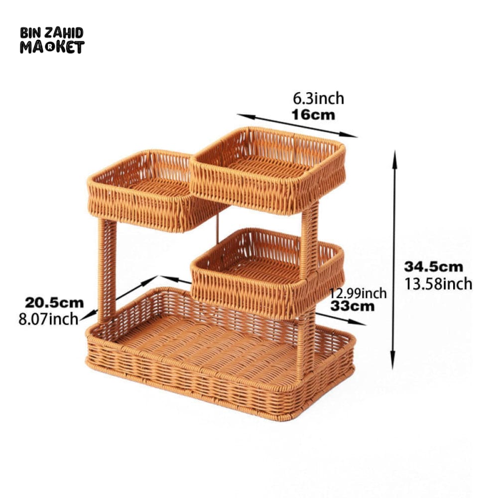 LUXORMOVE RATTAN MULTI-TIER FRUIT BASKET – HANDCRAFTED STORAGE ORGANIZER FOR KITCHEN COUNTERTOP