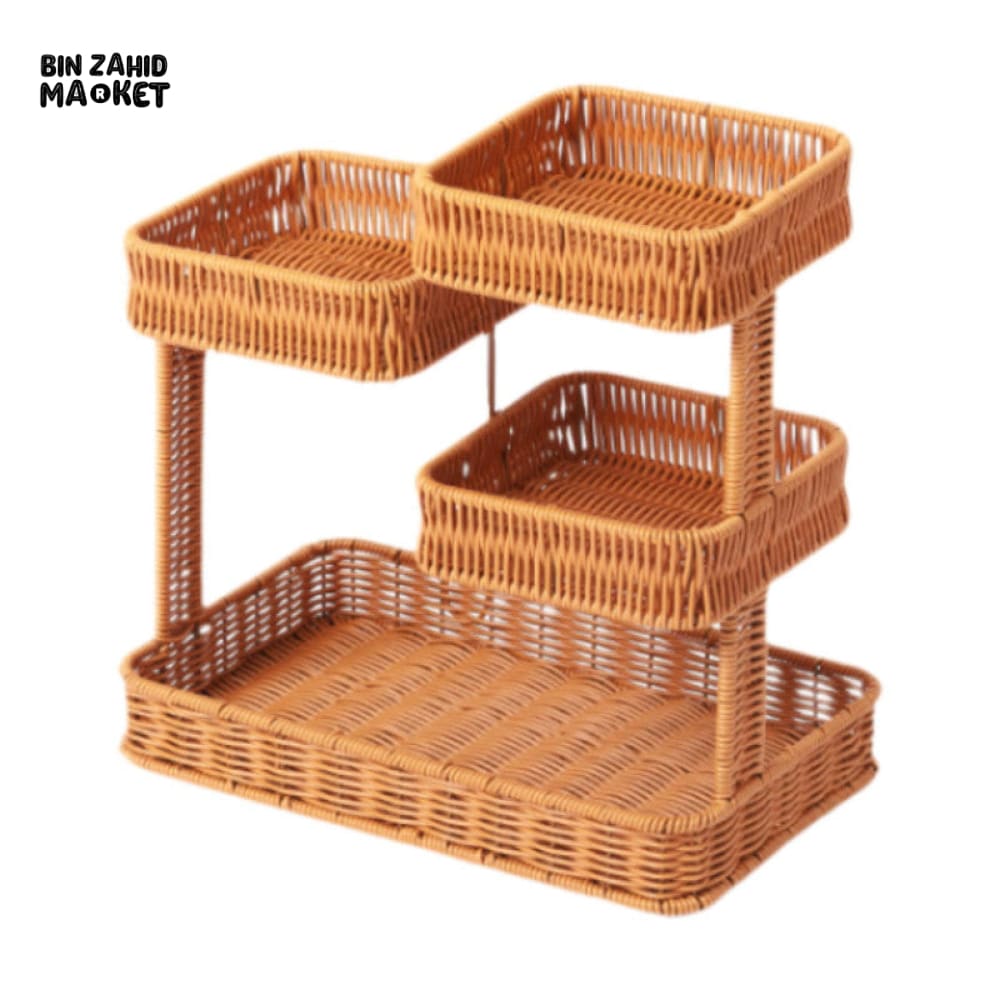 LUXORMOVE RATTAN MULTI-TIER FRUIT BASKET – HANDCRAFTED STORAGE ORGANIZER FOR KITCHEN COUNTERTOP