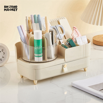 LUXORMOVE ROTATING COSMETIC RACK – MULTI-COMPARTMENT STORAGE FOR BRUSHES LIPSTICKS & JEWELRY