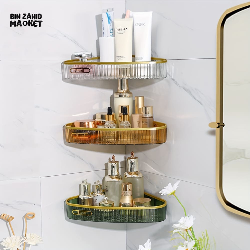 LUXORMOVE SELF-ADHESIVE WALL STORAGE RACK – NO-DRILL BATHROOM SHELF FOR TOILETRIES SPICE & CLEANING SUPPLIES