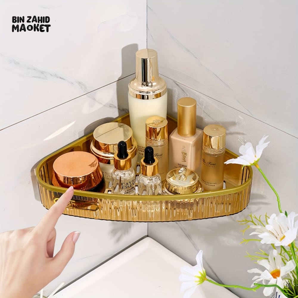 LUXORMOVE SELF-ADHESIVE WALL STORAGE RACK – NO-DRILL BATHROOM SHELF FOR TOILETRIES SPICE & CLEANING SUPPLIES