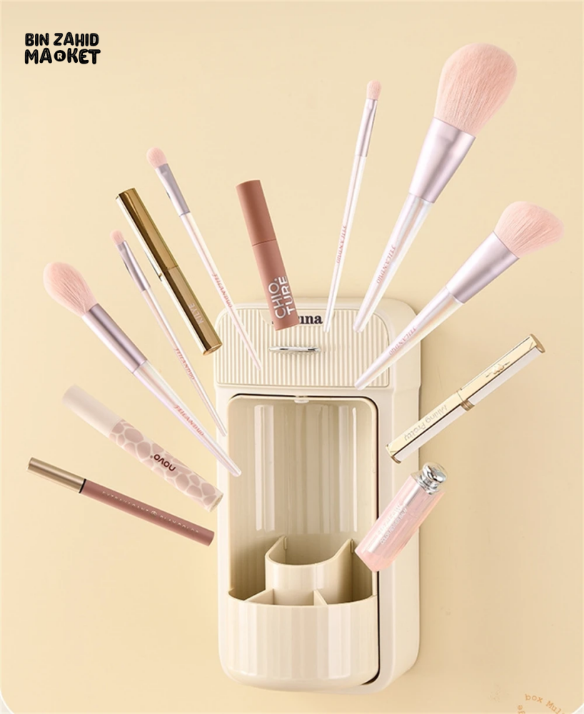 LUXORMOVE WALL MOUNTED MAKEUP BRUSH ORGANIZER 360° ROTATING STORAGE RACK