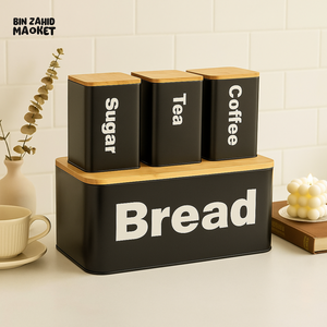LUXURMOVE BREAD BOX SET BAMBOO - BLACK