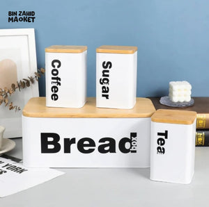 LUXURMOVE BREAD BOX SET BAMBOO - WHITE