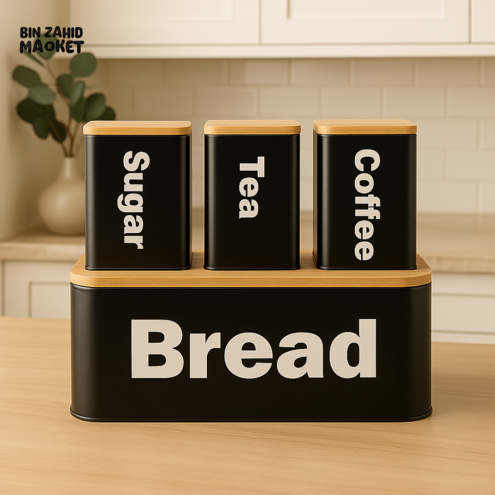 LUXURMOVE BREAD BOX SET BAMBOO - WHITE
