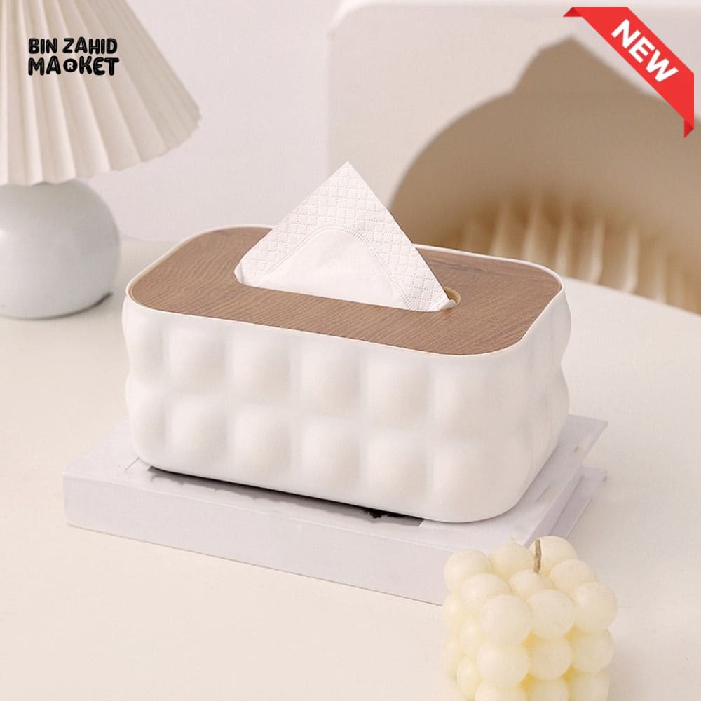 LUXURMOVE MODERN TISSUE BOX WITH WOODEN LID – HOME & BATHROOM DECOR