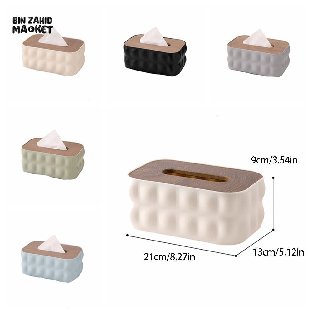 LUXURMOVE MODERN TISSUE BOX WITH WOODEN LID – HOME & BATHROOM DECOR