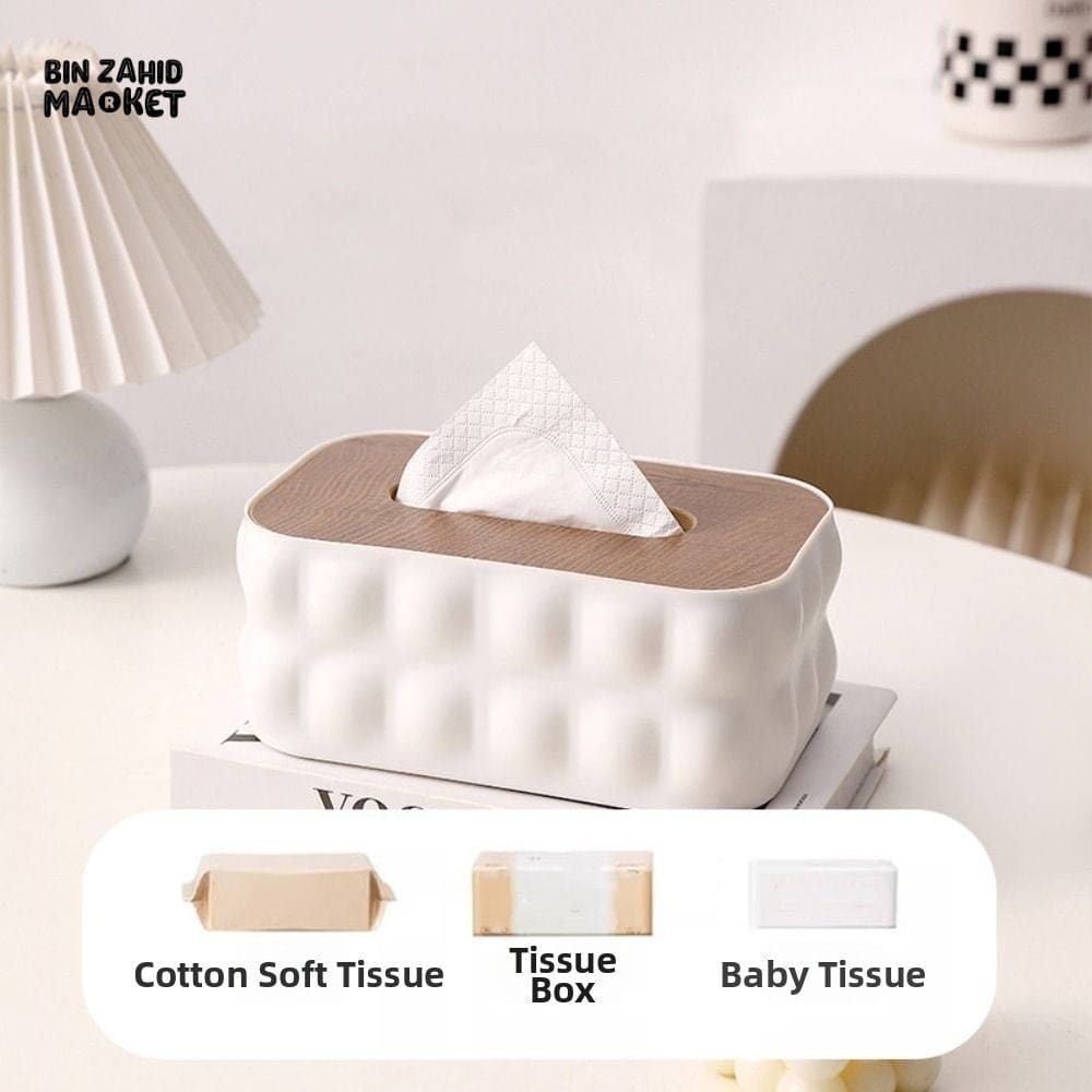 LUXURMOVE MODERN TISSUE BOX WITH WOODEN LID – HOME & BATHROOM DECOR