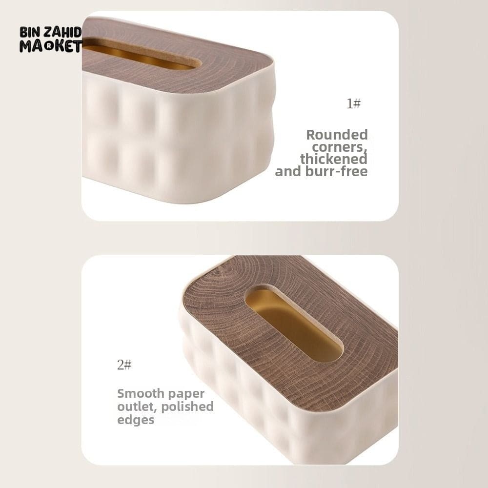 LUXURMOVE MODERN TISSUE BOX WITH WOODEN LID – HOME & BATHROOM DECOR