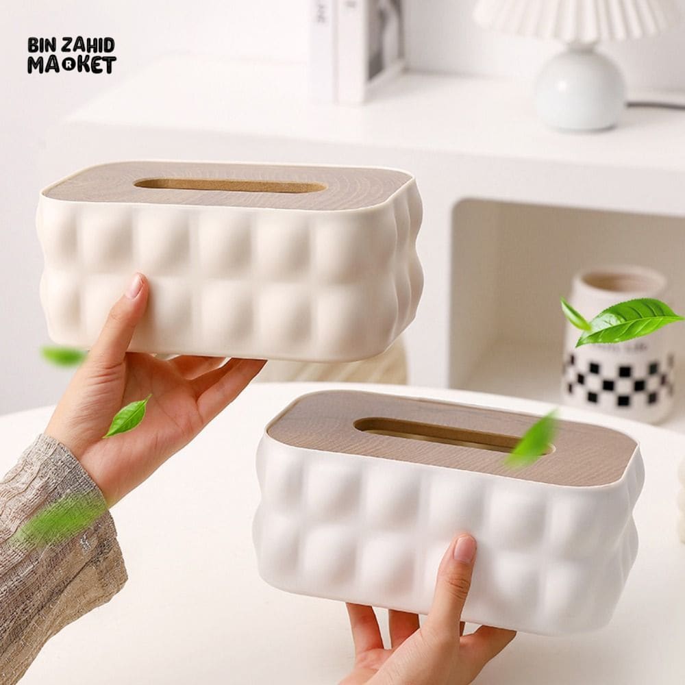 LUXURMOVE MODERN TISSUE BOX WITH WOODEN LID – HOME & BATHROOM DECOR