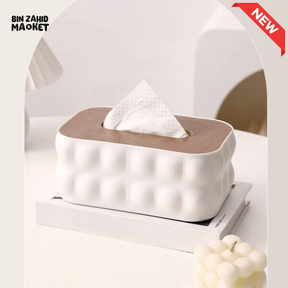 LUXURMOVE MODERN TISSUE BOX WITH WOODEN LID – HOME & BATHROOM DECOR