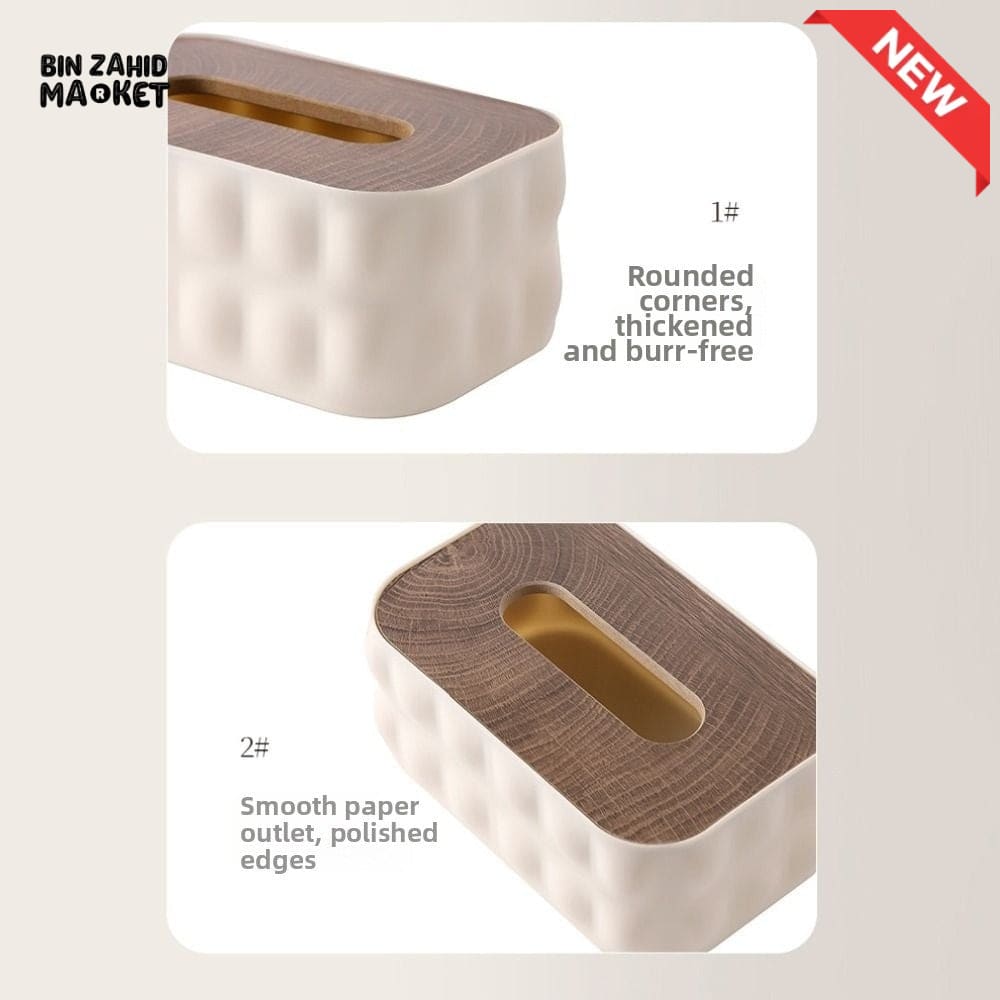 LUXURMOVE MODERN TISSUE BOX WITH WOODEN LID – HOME & BATHROOM DECOR