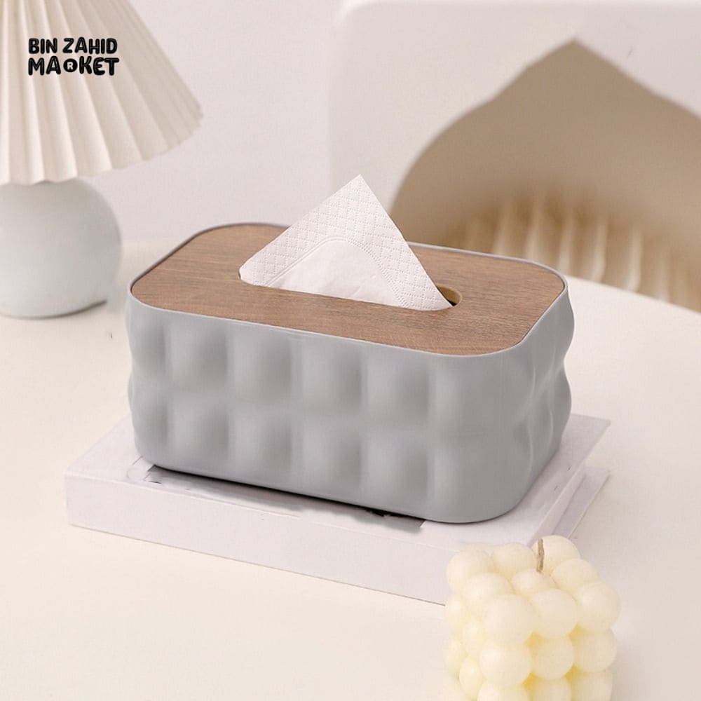 LUXURMOVE MODERN TISSUE BOX WITH WOODEN LID – HOME & BATHROOM DECOR