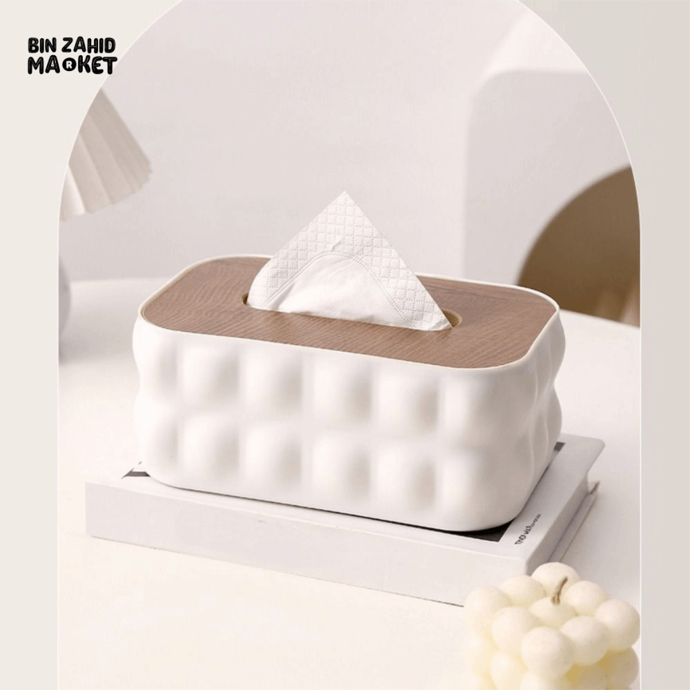 LUXURMOVE MODERN TISSUE BOX WITH WOODEN LID – HOME & BATHROOM DECOR