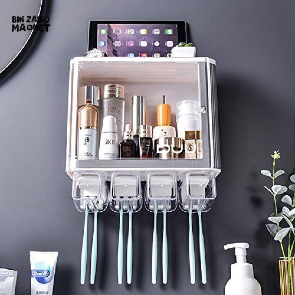 LUXURMOVE WATERPROOF TOILET VANITY ORGANIZER – TOOTHPASTE & BRUSH HOLDER