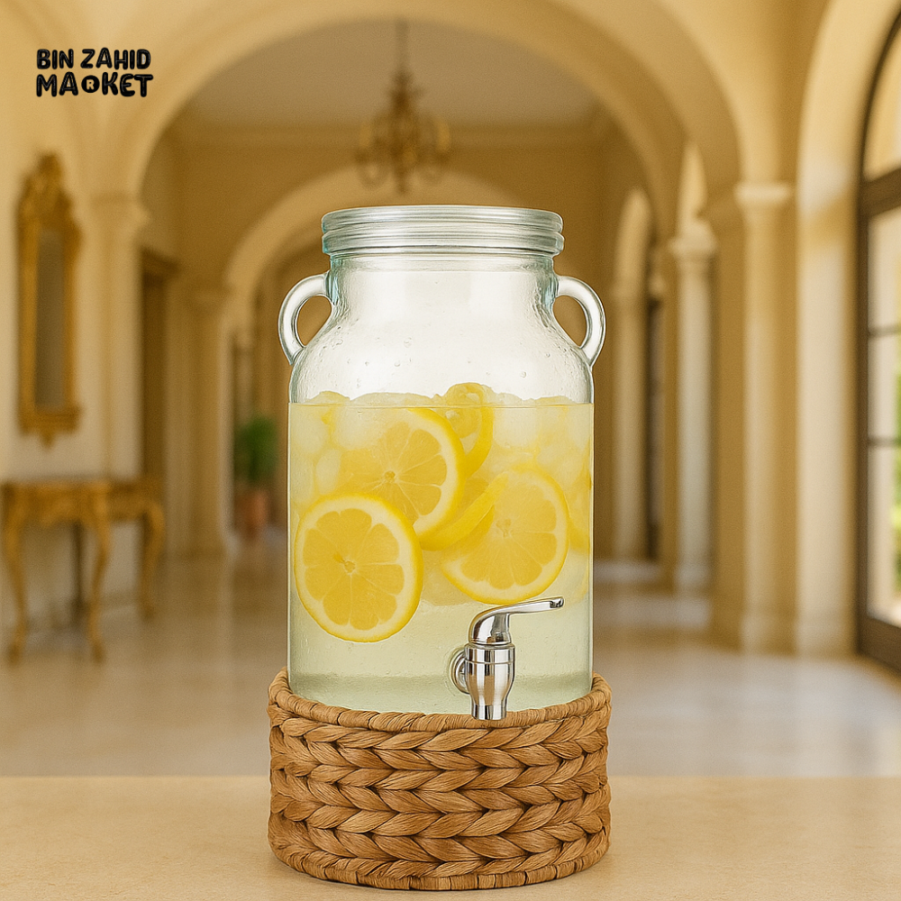 LUXURY 3100ML GLASS BEVERAGE DISPENSER WITH TAP – VILLA STYLE LEMON WATER JAR