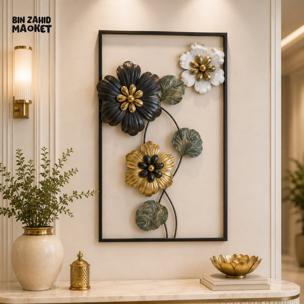 LUXURY 3D METAL FLORAL FRAME WALL DECOR