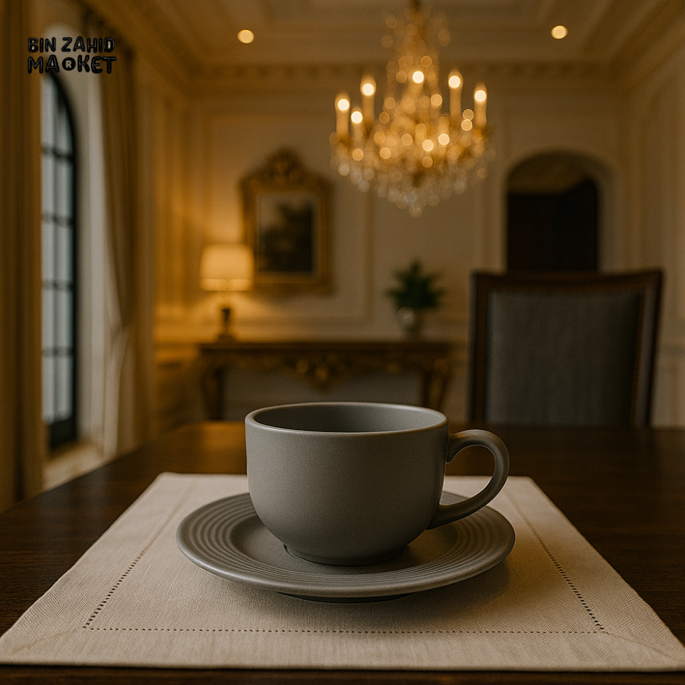 LUXURY 6 PIECES CERAMIC TEA CUP AND SAUCER SET – ELEGANT MATTE FINISH
