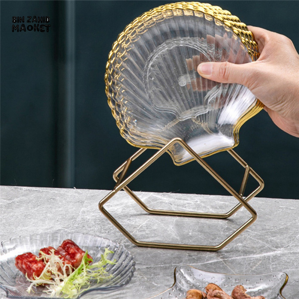 LUXURY 8-PIECE ACRYLIC SNACK PLATTER SET – FRUIT DESSERT AND TASTING PLATES - SHELL