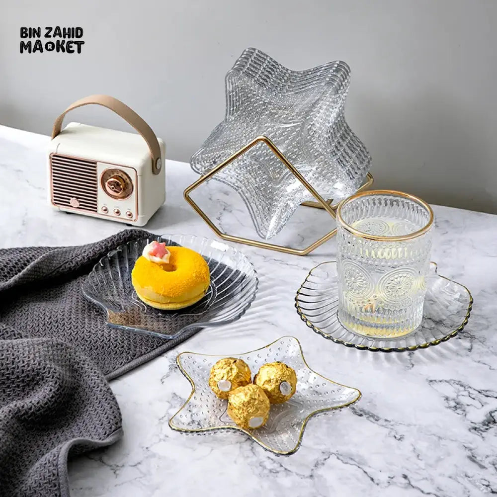 LUXURY 8-PIECE ACRYLIC SNACK PLATTER SET – FRUIT DESSERT AND TASTING PLATES - STAR
